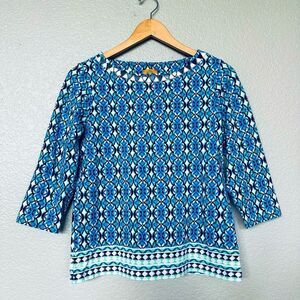 Blue Patterned Women's Top